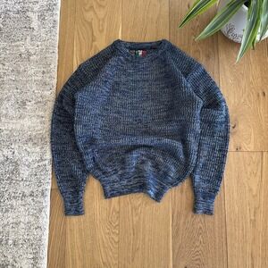 Vintage Colore Sweater Men's Medium Blue Chunky Knit Crewneck Grandpa Y2K 90s
